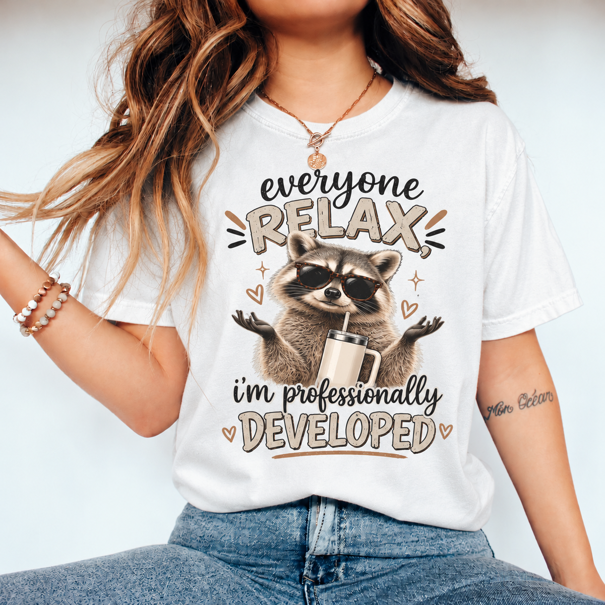 Everyone Relax I'm Professionally Developed, Funny Sarcastic Quote Shirt, Dark Humor Graphic Shirt
