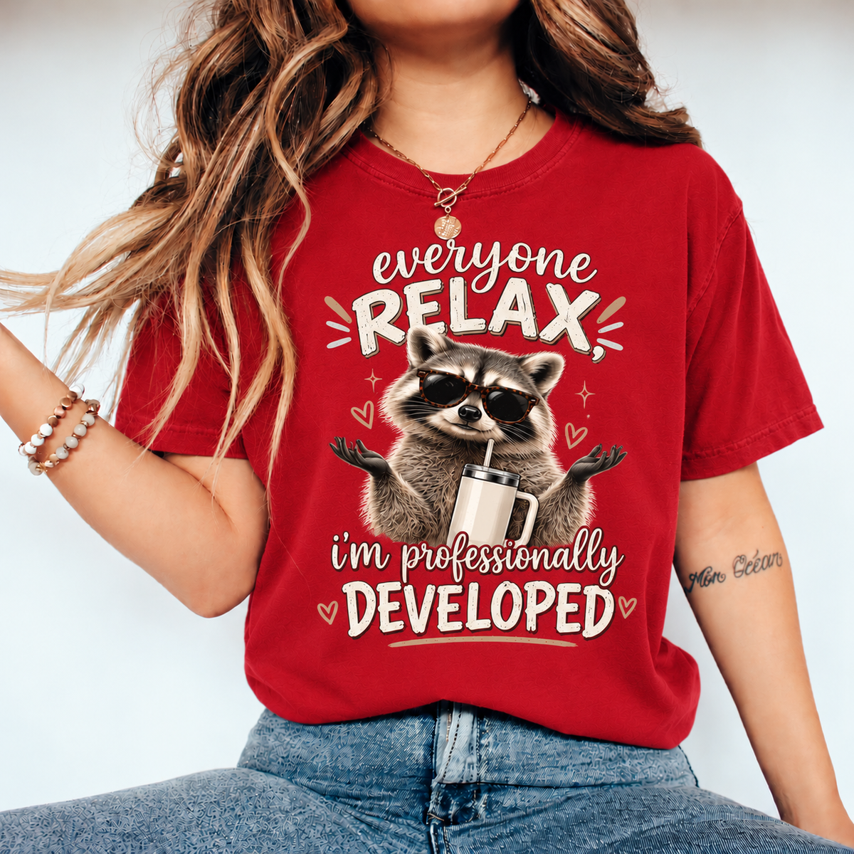 Everyone Relax I'm Professionally Developed, Funny Sarcastic Quote Shirt, Dark Humor Graphic Shirt