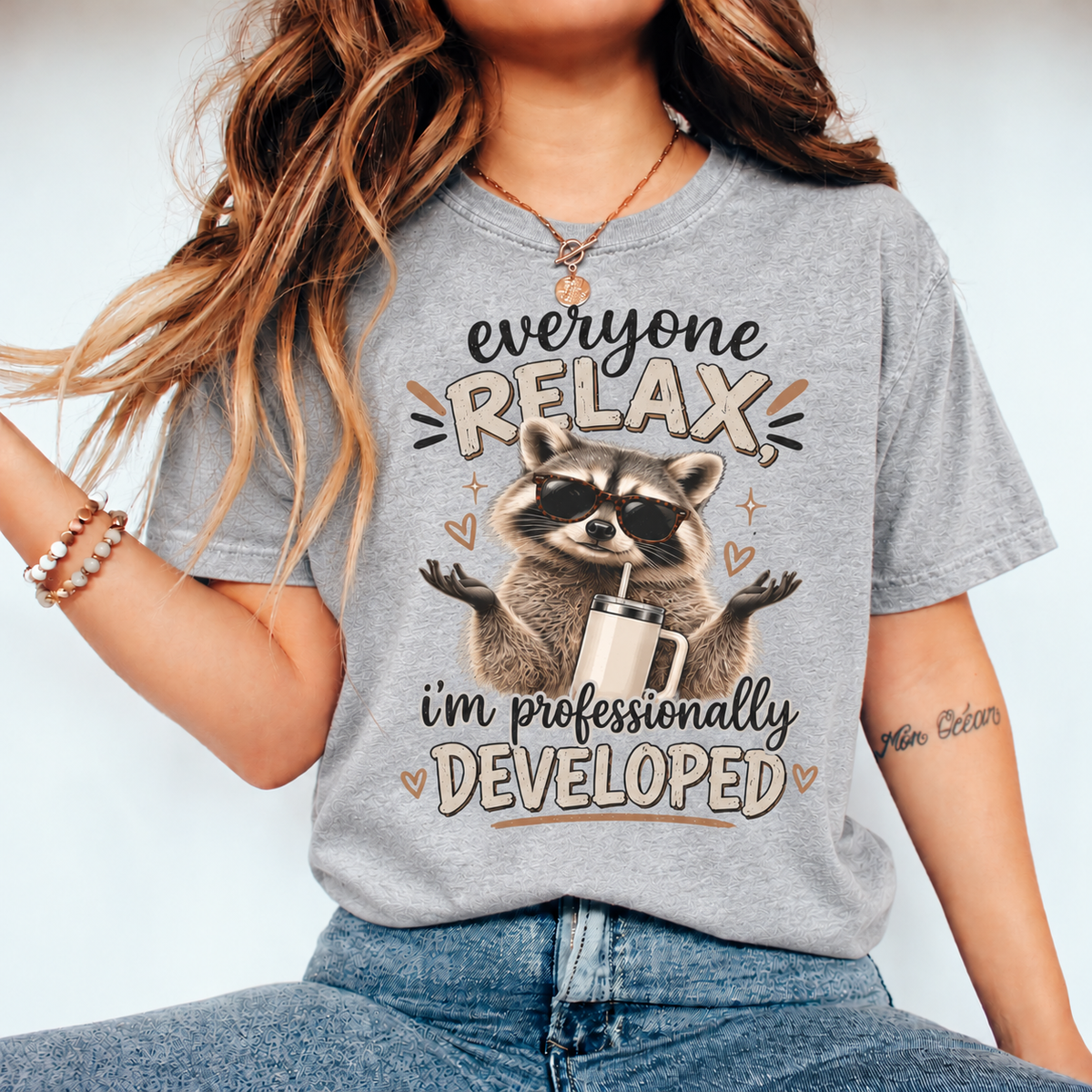 Everyone Relax I'm Professionally Developed, Funny Sarcastic Quote Shirt, Dark Humor Graphic Shirt